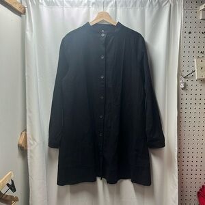 Modernmiss Black Linen Blend Shirt Dress Jacket- M